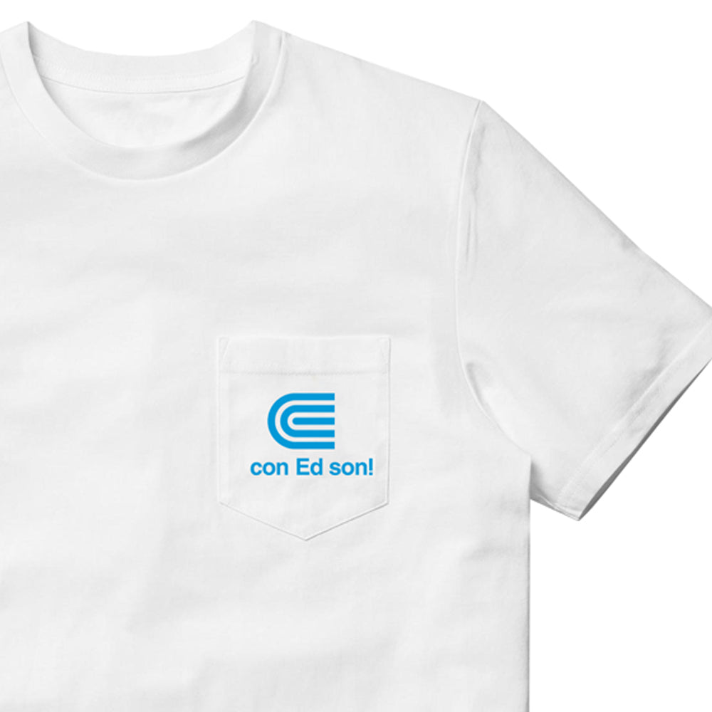 Con Ed Son! White Pocket Tee